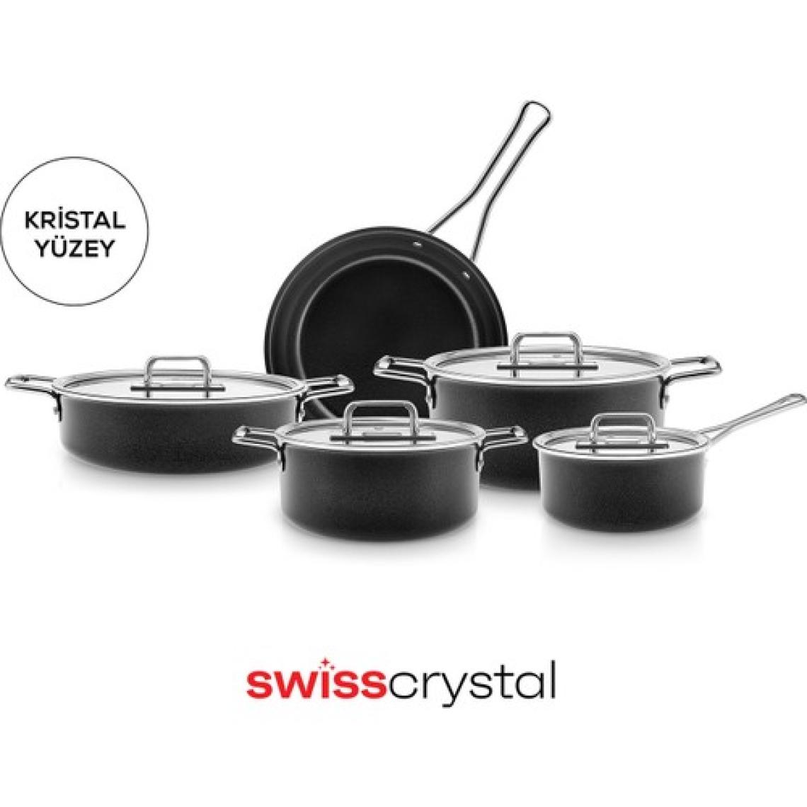 Karaca Swiss Crystal Mastermaid 9 Parça Tencere Seti Shiny Black
