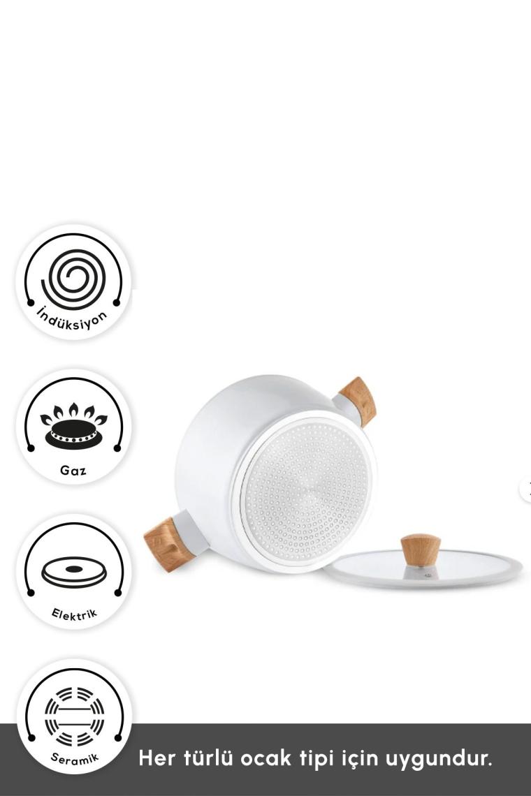 Karaca Swiss Crystal Almond Cream Indüksiyon Tabanlı Karnıyarık Tencere 30 cm