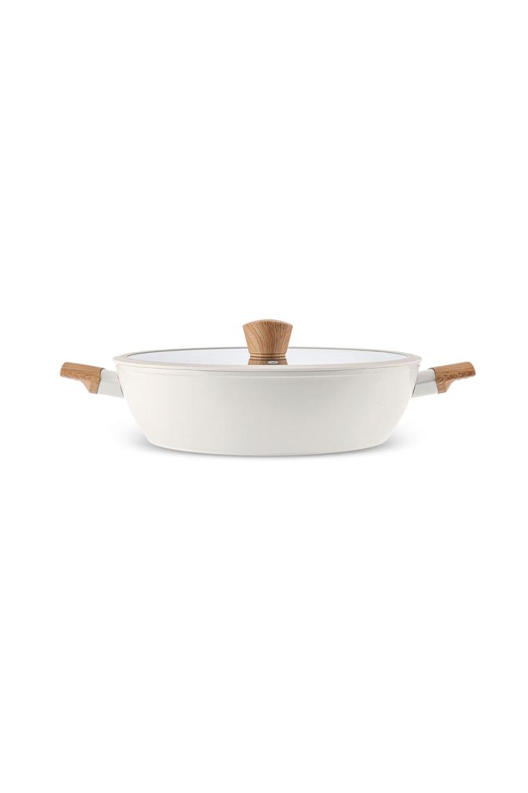 Karaca Swiss Crystal Almond Cream Indüksiyon Tabanlı Karnıyarık Tencere 30 cm