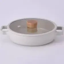 Neoflam Fika Cam Kapaklı Alüminyum Döküm Sahan 22 cm Bej