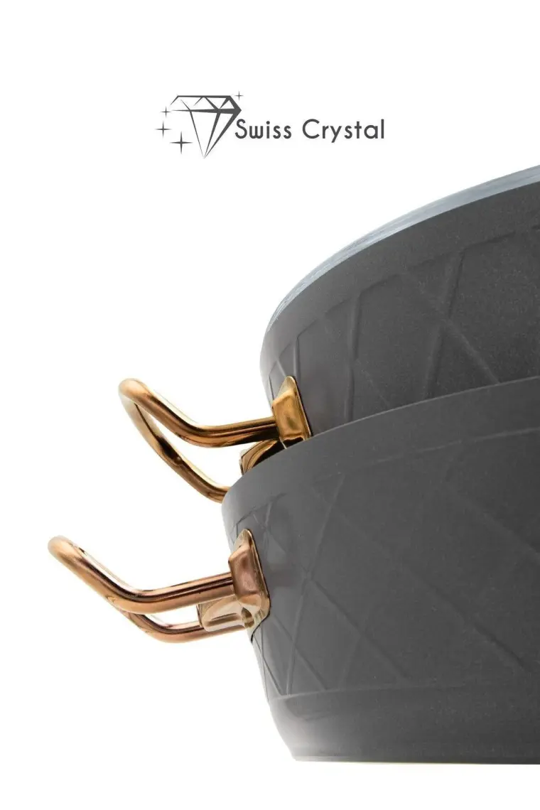 Bonera Diana 7 Parça Keten Gri & Titanyum Rose Gold Kulp Tencere & Tava Setı