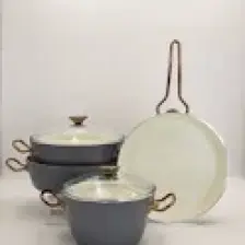 Bonera Diana 7 Parça Keten Gri & Titanyum Rose Gold Kulp Tencere & Tava Setı