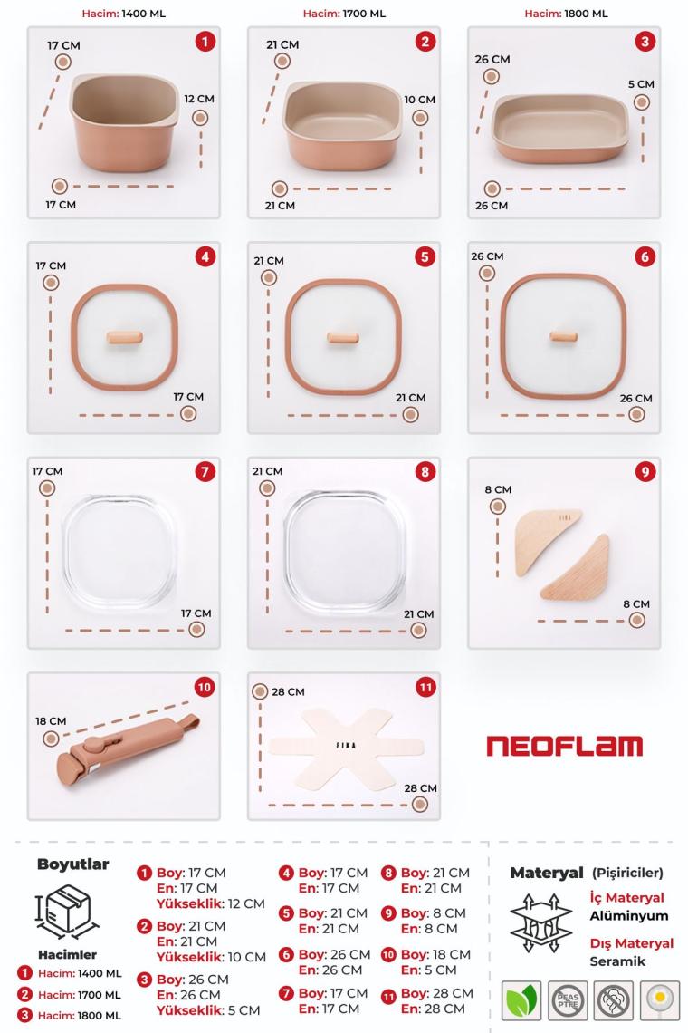 Neoflam Fika Comfort Terracota Tencere, Tava ve Fırın Kabı Seti