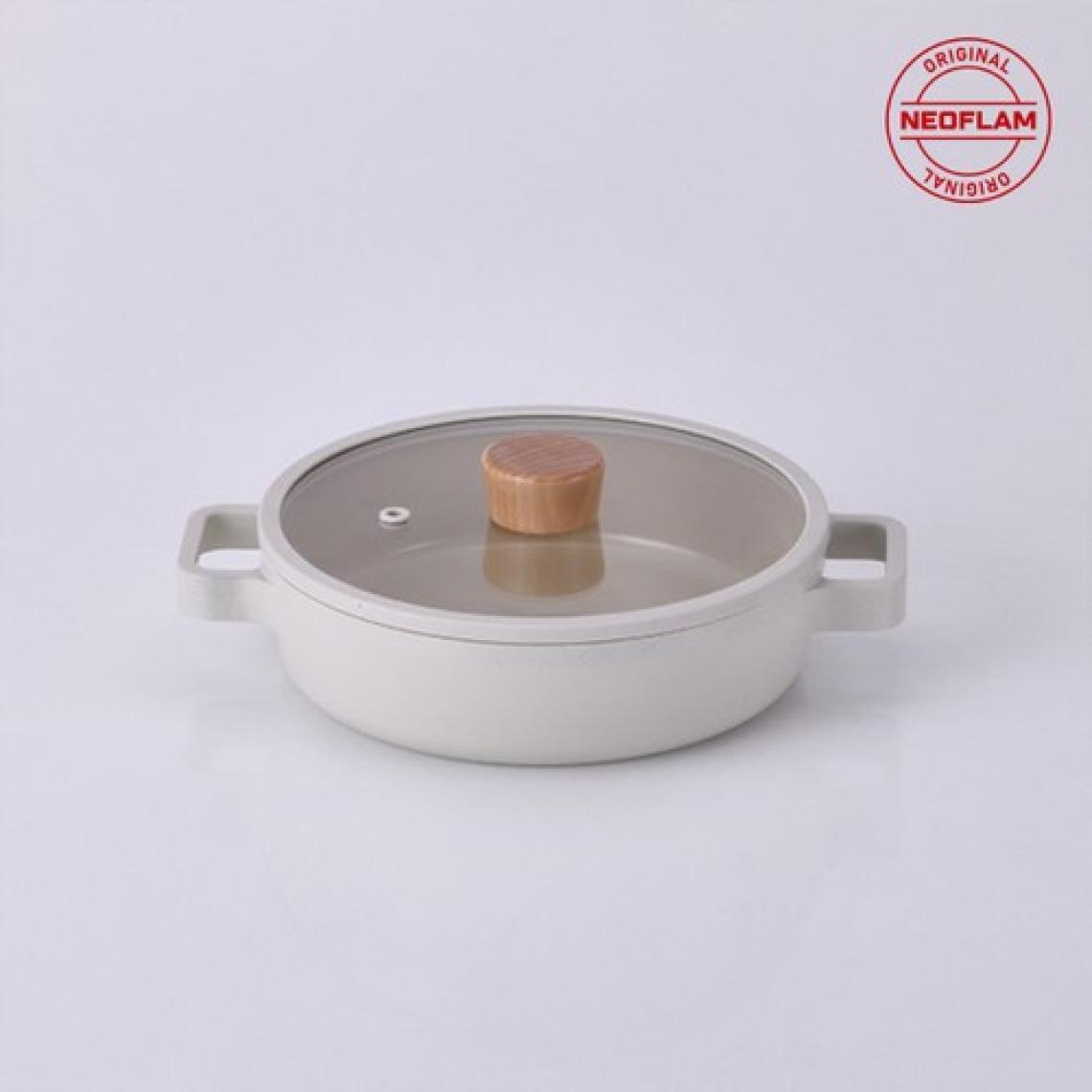Neoflam Fika Cam Kapaklı Alüminyum Döküm Sahan 20 cm Bej