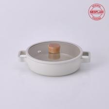 Neoflam Fika Cam Kapaklı Alüminyum Döküm Sahan 20 cm Bej