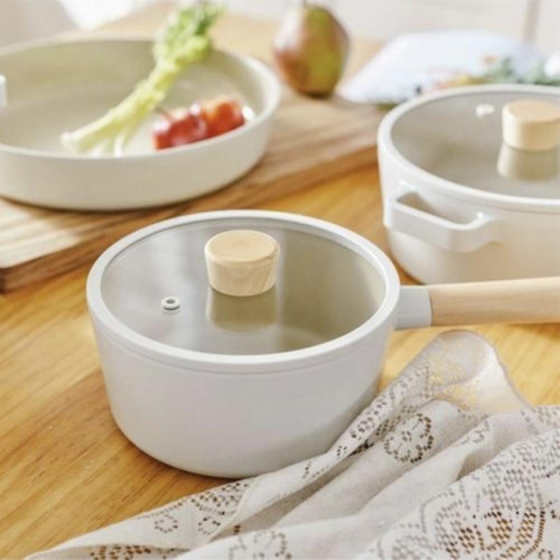 Neoflam Fika 7 Parça Cam Kapaklı Seramik Kaplama Döküm Sosluk Tencere Tava Seti