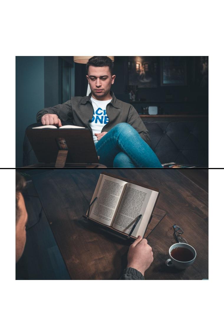 Ahşap Kitap Okuma ve Tablet Standı Ceviz