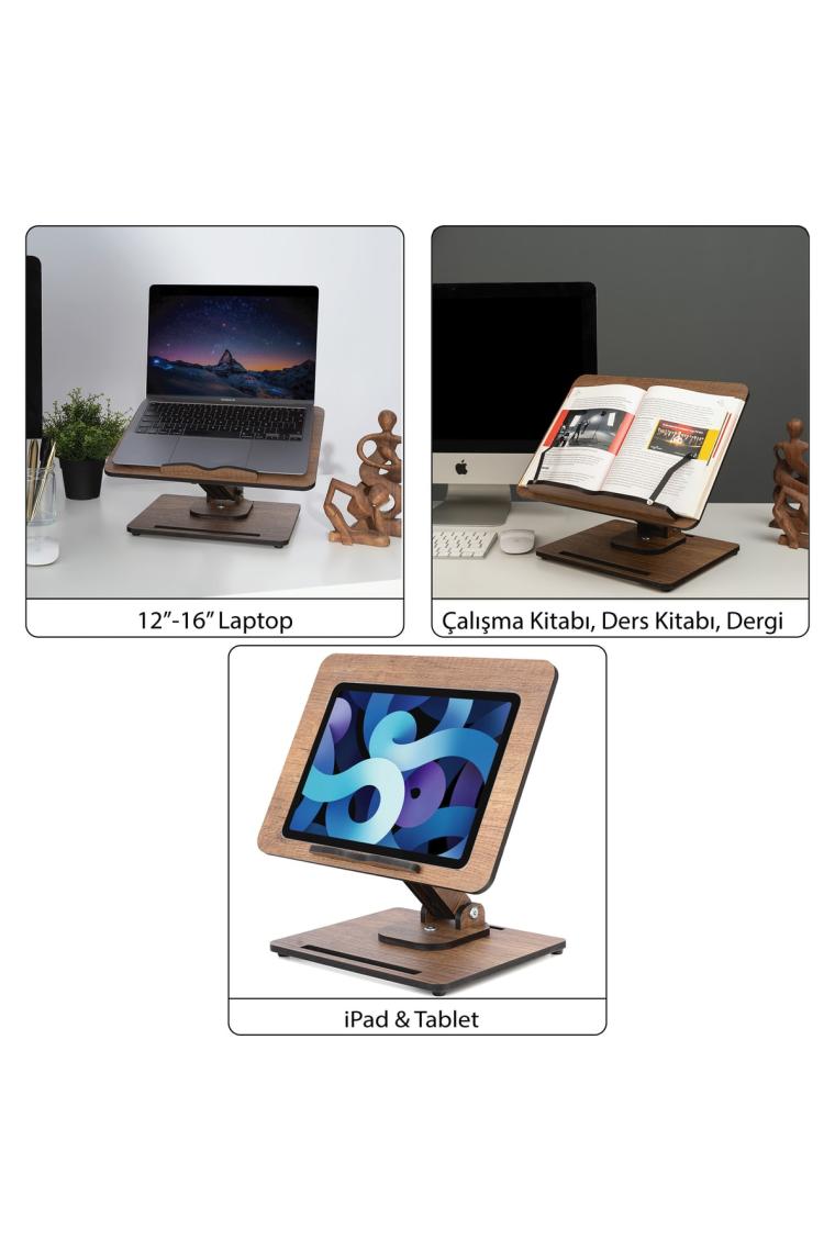 Kitap Okuma Standı Yükseklik Ayarlanabilir Katlanabilir 360º Dönebilen Laptop Standı
