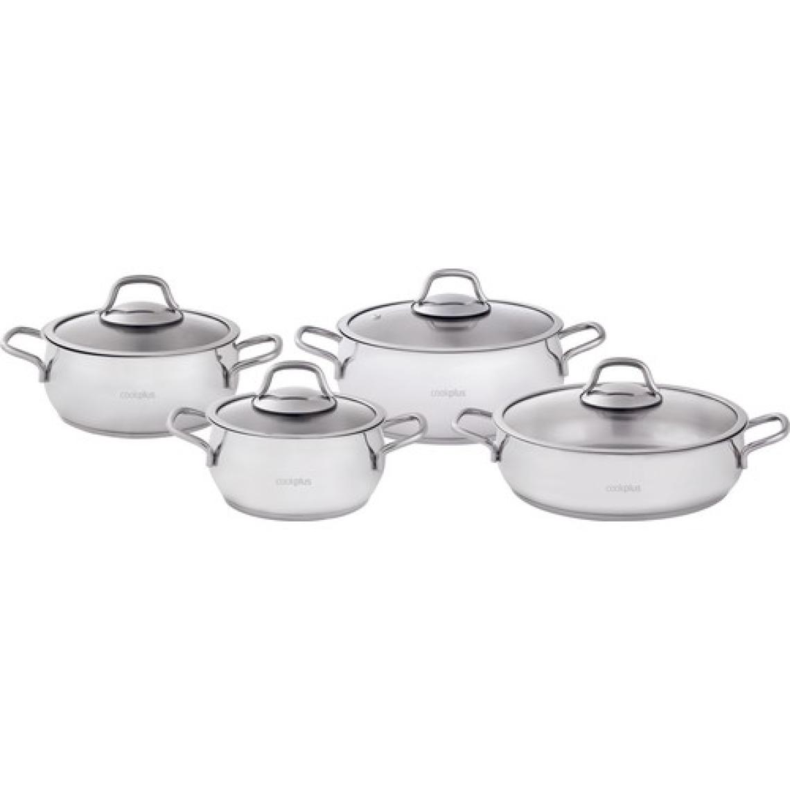 Cookplus Heybeli 8 Parça 18/10 Paslanmaz Çelik Tencere Seti – Isıya Dayanıklı Kapak, Ergonomik Sap ve Kolay Temizlik