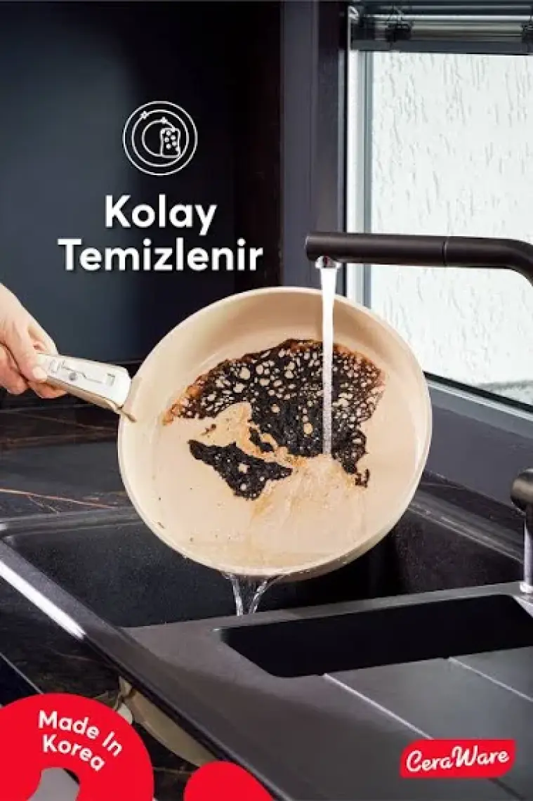 Hona Daily 9 Parça Tak Çıkar Saplı Iç Içe Geçebilen Seramik Yapışmaz Tencere Tava Seti Bej