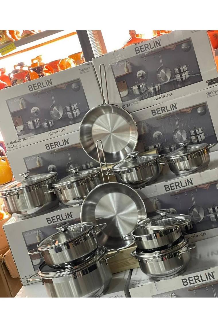 Berlin Gloria 9 Parça Çelik Tencere Seti