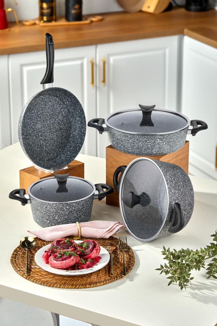 Mastercook 7 Parça Granit Tencere Seti Gri