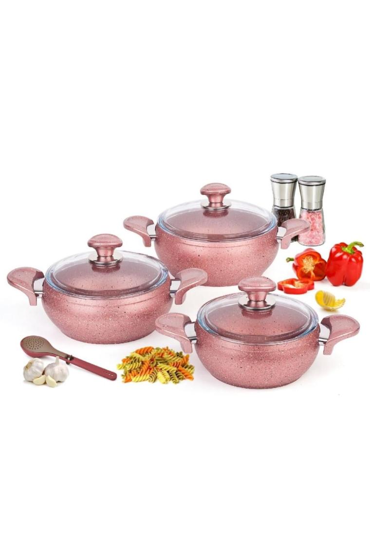 Granit Güveç Seti 3 Lü 6 Parça Rose Gold K521