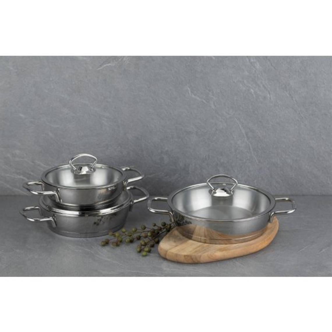 Nehir 6 Parça 3'lü Silver Omlet Tencere Set