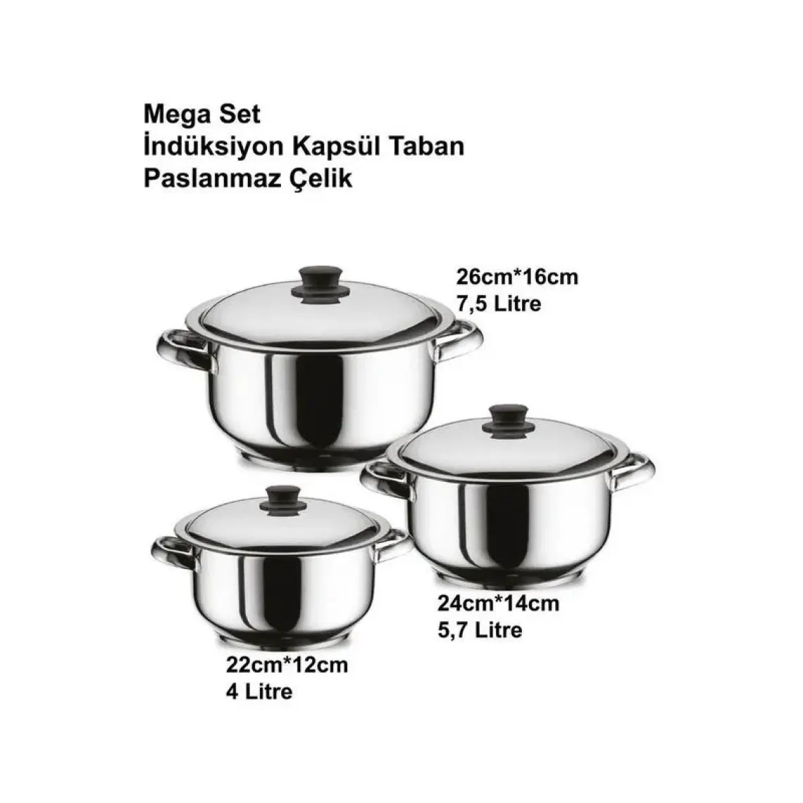 Arian Middle Tencere Seti (20/22/24 cm)