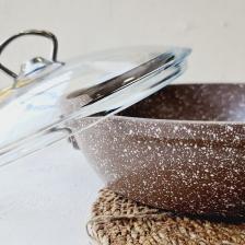 Taç Döküm Basık Tencere 24 Cm Kahve Granit