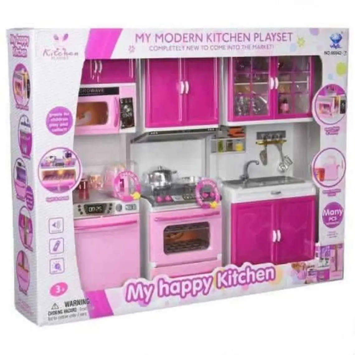 Mega Oyuncak Modern Kitchen 4 Bölmeli Işıklı Sesli Mutfak Seti