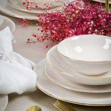 Hayal Altın Yaldız 24 Parça 6 Kişilik Porselen Yemek Takımı Kırık Beyaz