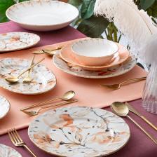 Mari Gold Pembe Çiçekli 6 Kişilik 29 Parça Porselen Yemek Takımı 12349
