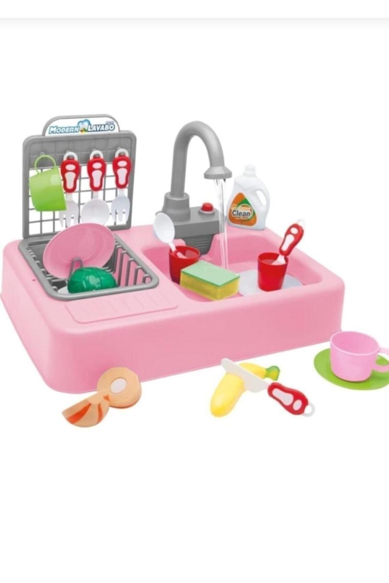 Kayyum Oyuncak Modern Çeşmeli Lavabo Seti Pembe