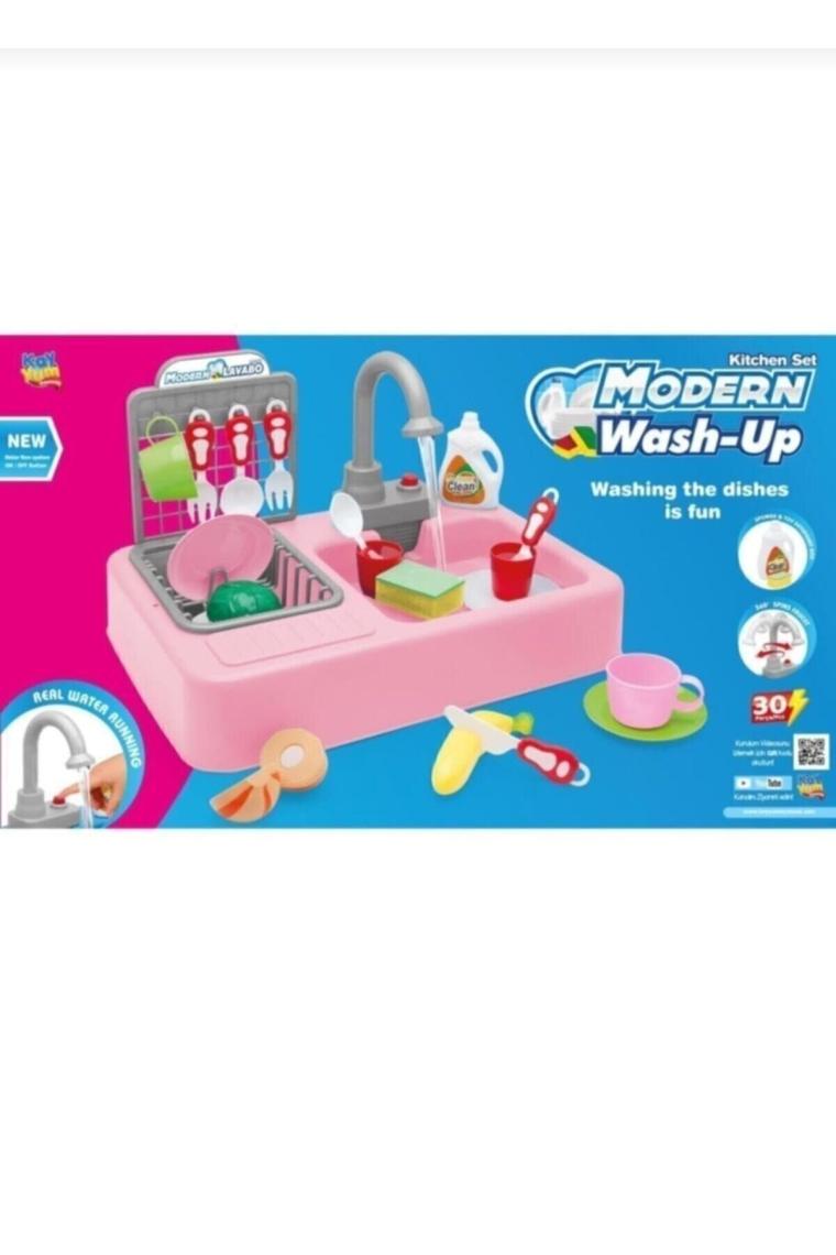 Kayyum Oyuncak Modern Çeşmeli Lavabo Seti Pembe