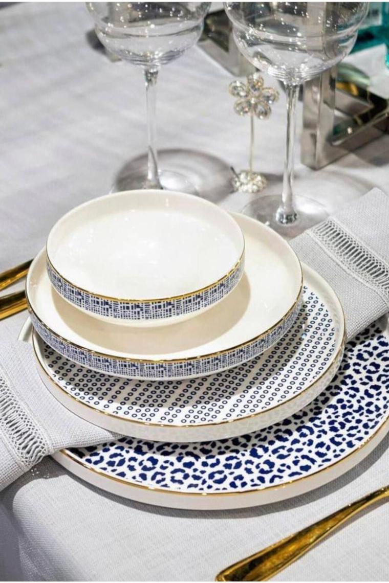Blue Modern 24 Parça 6 Kişilik Yemek Takımı