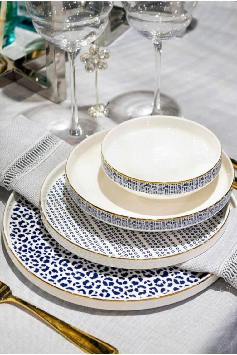 Blue Modern 24 Parça 6 Kişilik Yemek Takımı