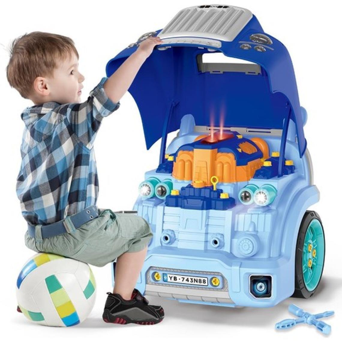 Learning Fun 59 Parça Oyuncak Araba Motoru Tamir Seti Işıklı Sesli Mavi Kamyon