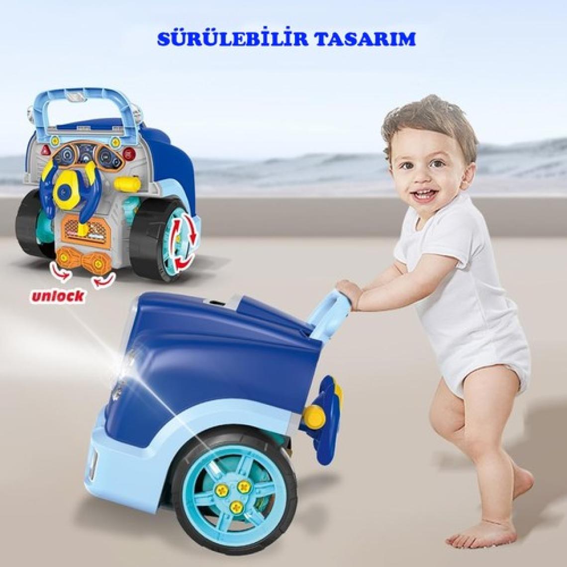 Learning Fun 59 Parça Oyuncak Araba Motoru Tamir Seti Işıklı Sesli Mavi Kamyon