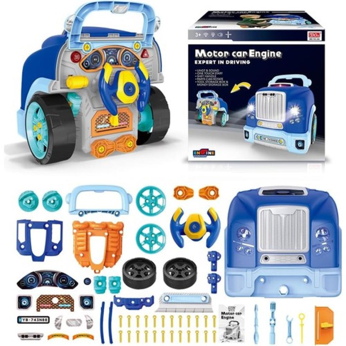 Learning Fun 59 Parça Oyuncak Araba Motoru Tamir Seti Işıklı Sesli Mavi Kamyon