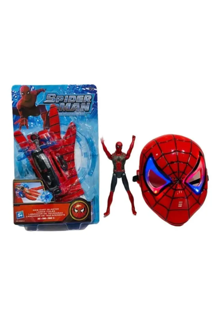 Marvel Spider-Man Ağ Atan Eldiven+Işıklı Maske cm Işıklı Figür 3 Lü Set Oyuncak