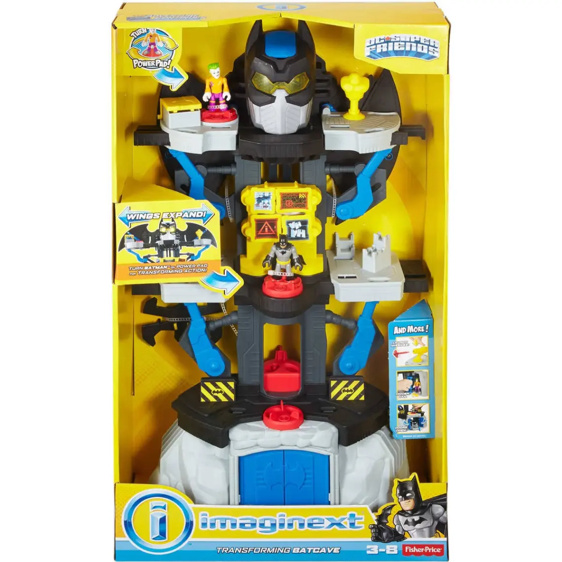 Imaginext Dc Super Friends 2'Si 1 Arada Transforming (Dönüşen) Batcave, Süper Kahraman Oyuncaklarından Batman, Joker, Zırh ve Fırlatıcı Dahil Chh91