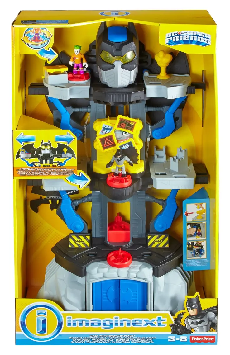Imaginext Dc Super Friends 2'Si 1 Arada Transforming (Dönüşen) Batcave, Süper Kahraman Oyuncaklarından Batman, Joker, Zırh ve Fırlatıcı Dahil Chh91