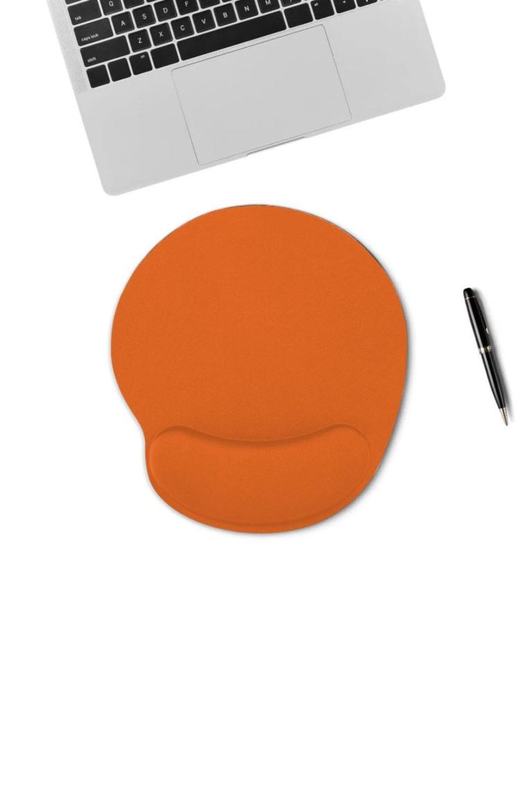Turuncu Bilek Destekli Ergonomik Kaymaz Taban Mouse Pad