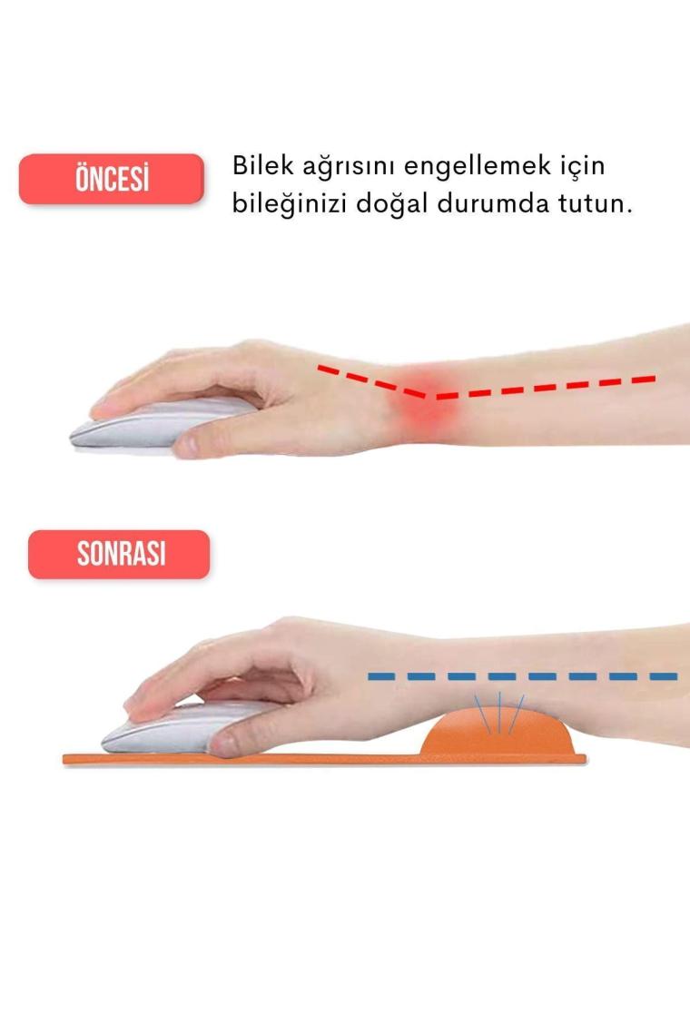 Turuncu Bilek Destekli Ergonomik Kaymaz Taban Mouse Pad