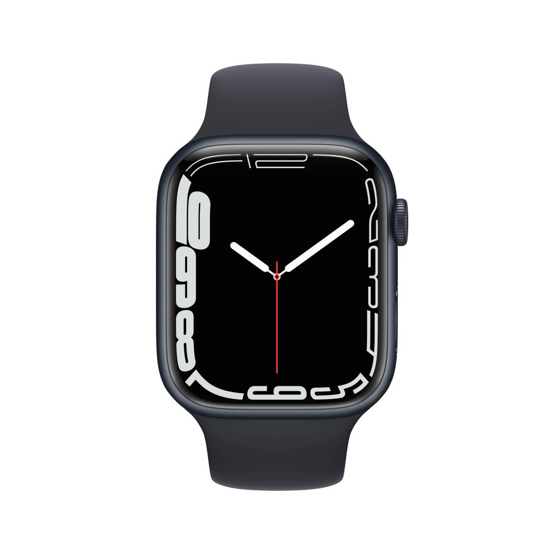 Apple Watch Seri 7 Gps, 45MM Siyah Alüminyum Kasa  ve Siyah Spor Kordon - Regular MKN53TU/A