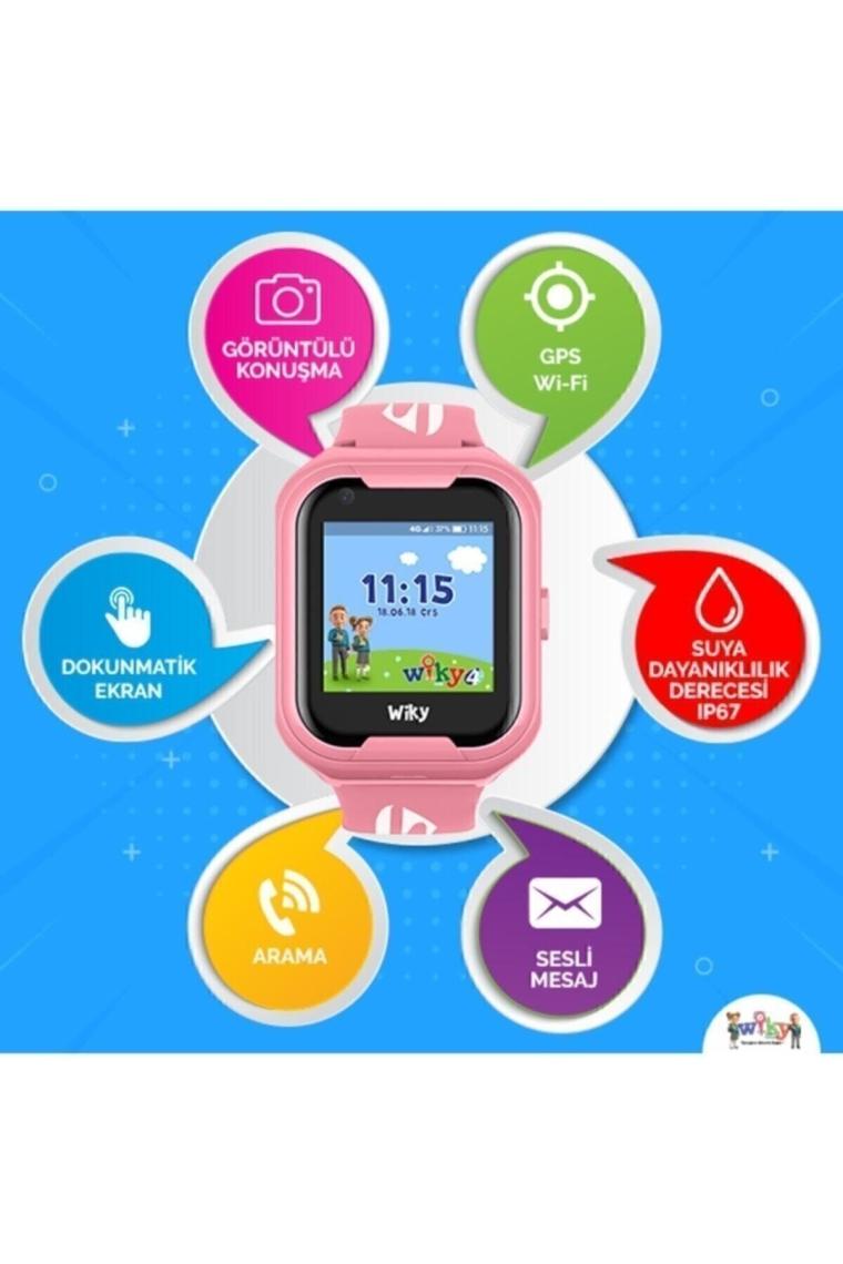 Wiky 4G Akıllı Çocuk Saati - 1.4 inç Dokunmatik Ekran, GPS, Görüntülü Konuşma, Adımsayar, IP67 Su Geçirmez, Uzun Pil Ömrü