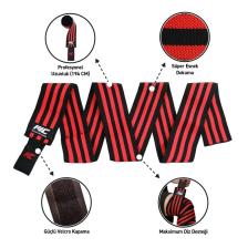 Pro Knee Wraps Diz Bandajı 2'li Paket - Cırt Bantlı Siyah Kırmızı