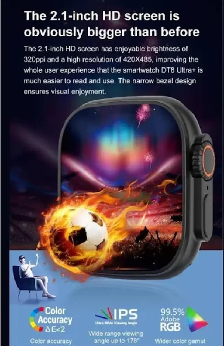 Torima Dt8+ Ultra Plus 49MM 2.1 Inç Hd Ekran GPS Sesli Görüşme BT Destekli Akıllı Saat Gri