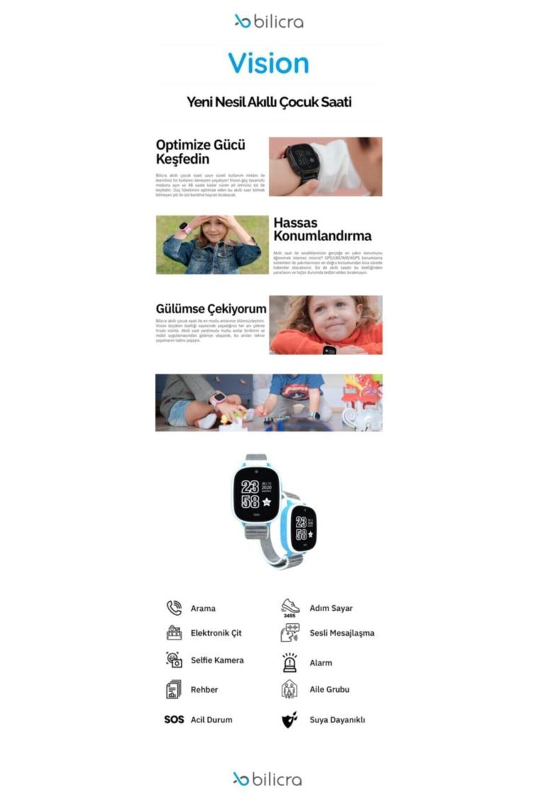 Bilicra Vision Siyah Akıllı Çocuk Saati