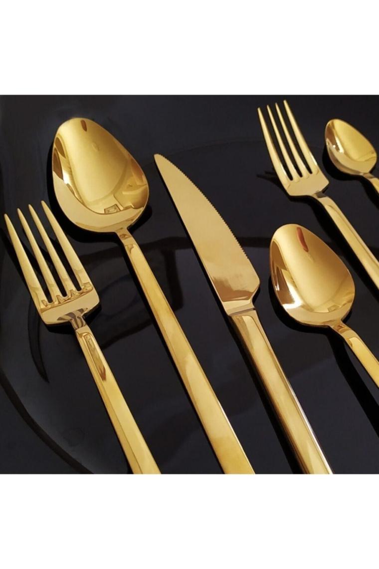 36 Parça Gold Titanyum Çatal Kaşık Seti