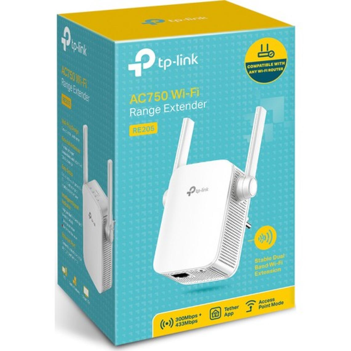 TP-Link RE205, AC750 Mbps Duan-Band Wi-Fi 5 Menzil Genişletici