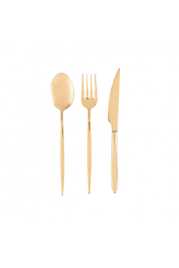 Ay Işığı 18 Parça Parlak Gold Çatal Kaşık Bıçak Seti