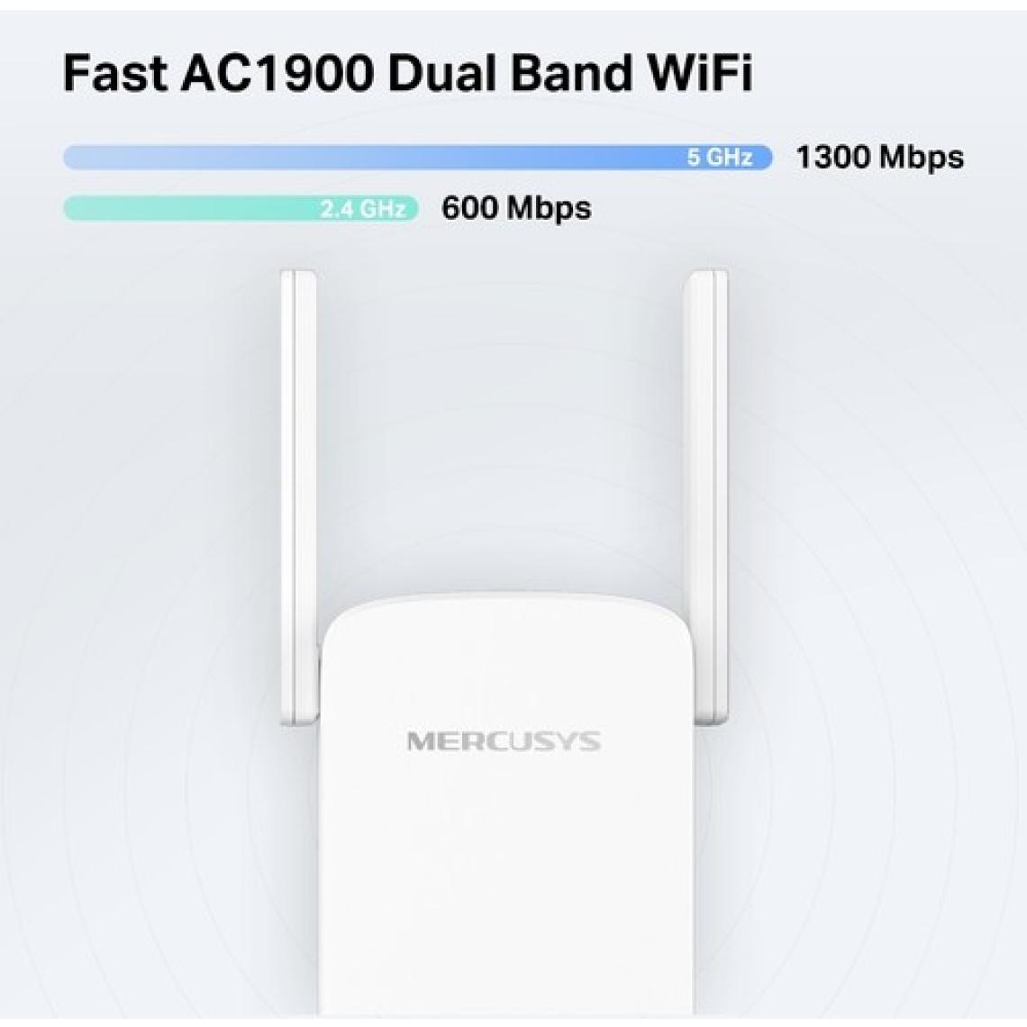 Mercusys ME50G, AC1900 Mbps, 1 Gigabit Bağlantı Noktası ve 4 Harici Anten, Dahili Access Point Modu, Tek Tuşla Kolay Kurulum, Mobil Uygulama Desteği, Dual-Band Wi-Fi 5 Menzil Genişletici