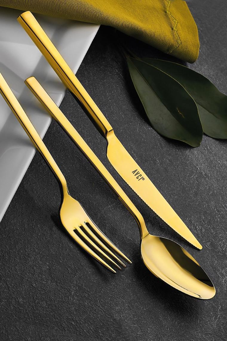 Klas Titanyum Gold 72 Parça Çatal Kaşık Bıçak Takımı 18/10 Paslanmaz Çelik