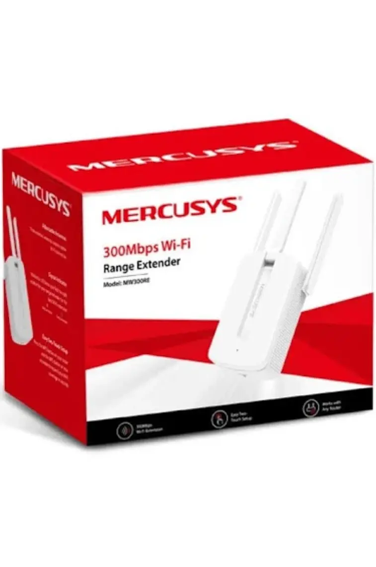 Mercusys MW300RE, N300 Mbps, 3 Harici Anten, Tek Tuşla Kolay Kurulum, Mobil Uygulama Desteği, Dual-Band Wi-Fi 4 Menzil Genişletici