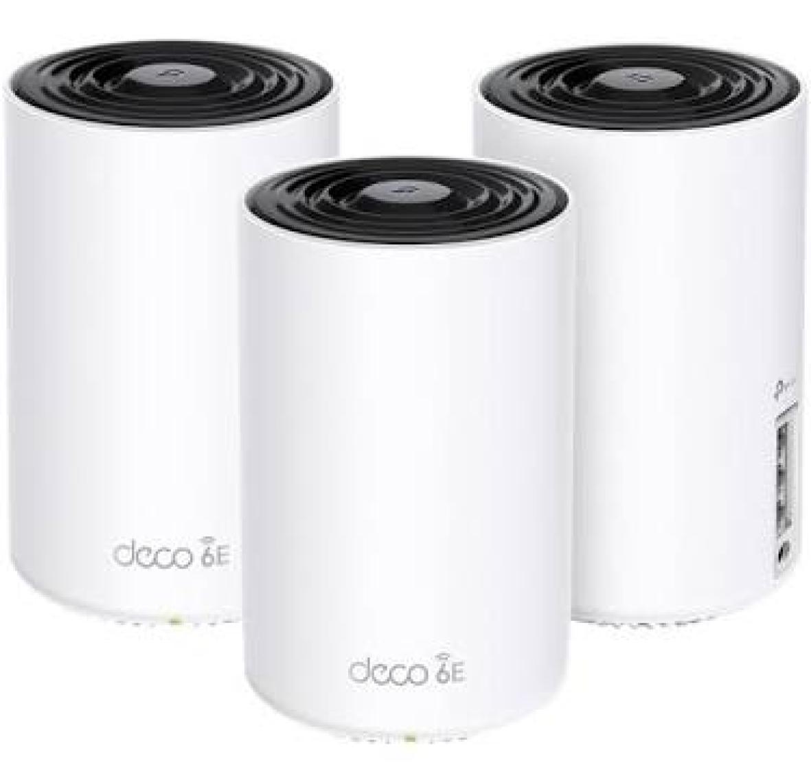 TP-Link Deco XE75(3-pack), AXE5400, 6GHZ ve 160MHZ, WPA3 Koruması, Gigabit Portları,  200 Cihaza Kadar Bağlanılabilirlik, 670 m²'ye kadar kapsama, Yapay Zeka Desteği, Tri-Band Wi-Fi 6E Mesh Sistemi