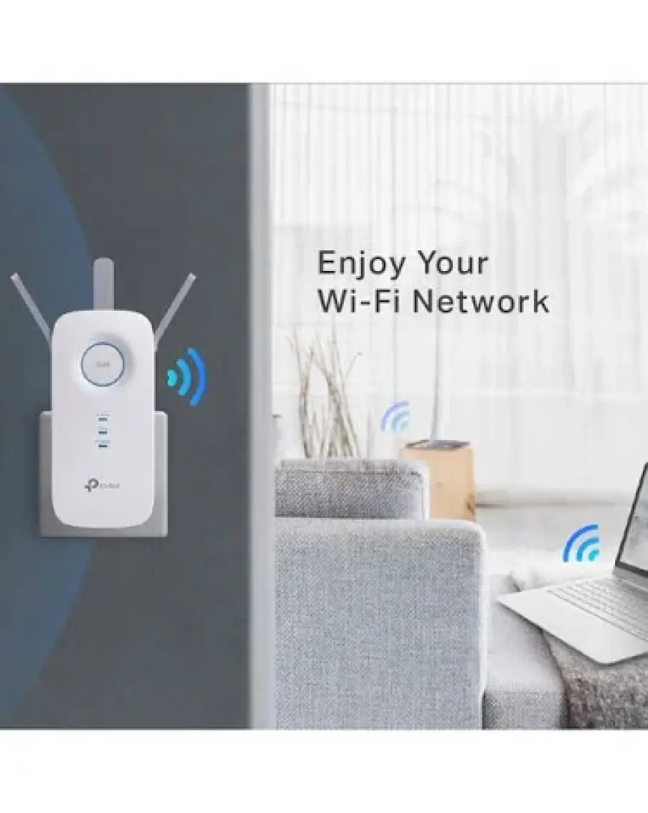 TP-Link RE450 | Wi-Fi 5 Menzil Genişletici | AC1750 Mbps | 1 Gigabit Port | 3 Harici Anten | Access Point Modu | Dual Band | Tüm Modem ve Router Modelleri ile Uyumludur