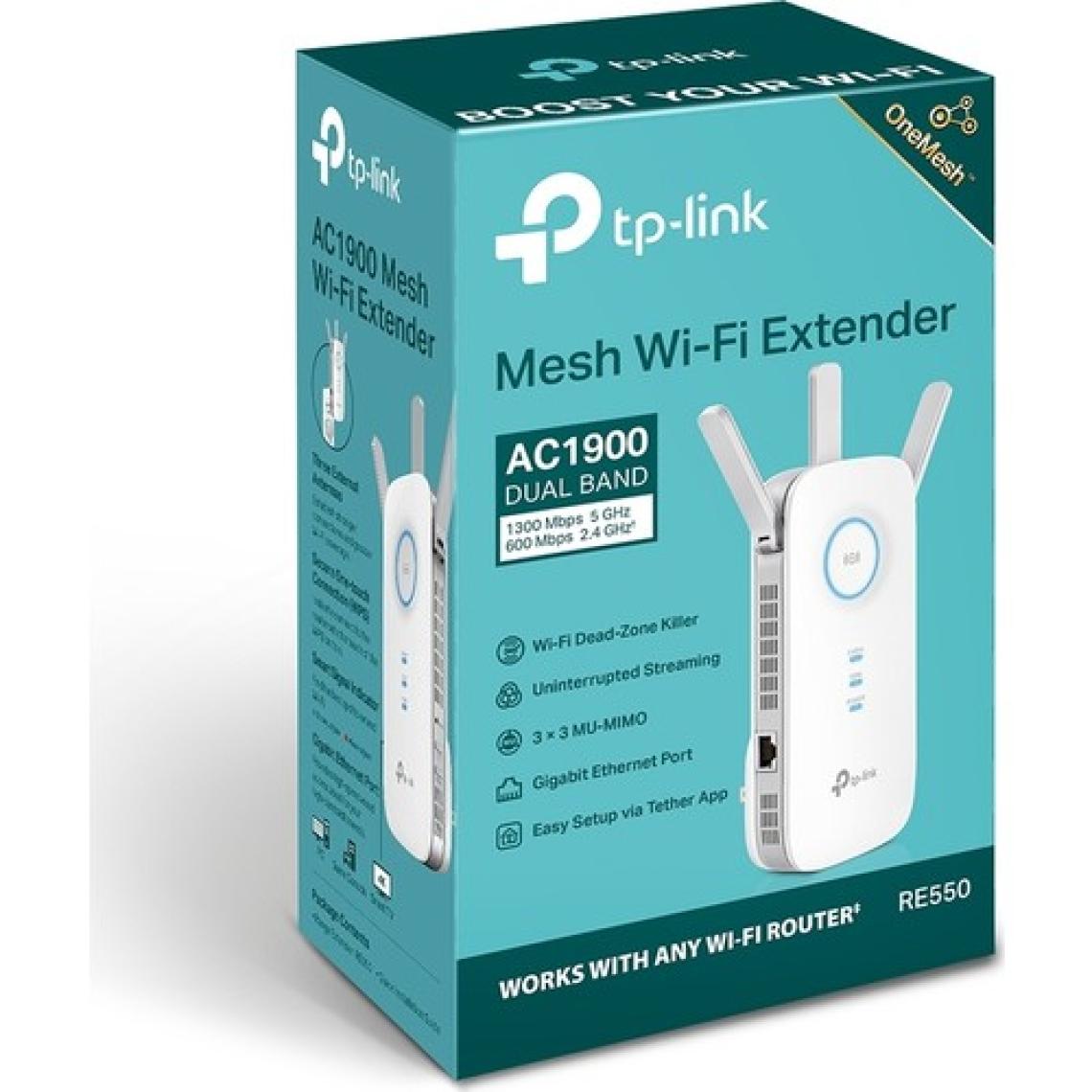 TP-Link RE550, AC1900 Mbps Dual-Band Wi-Fi 5 Menzil Genişletici