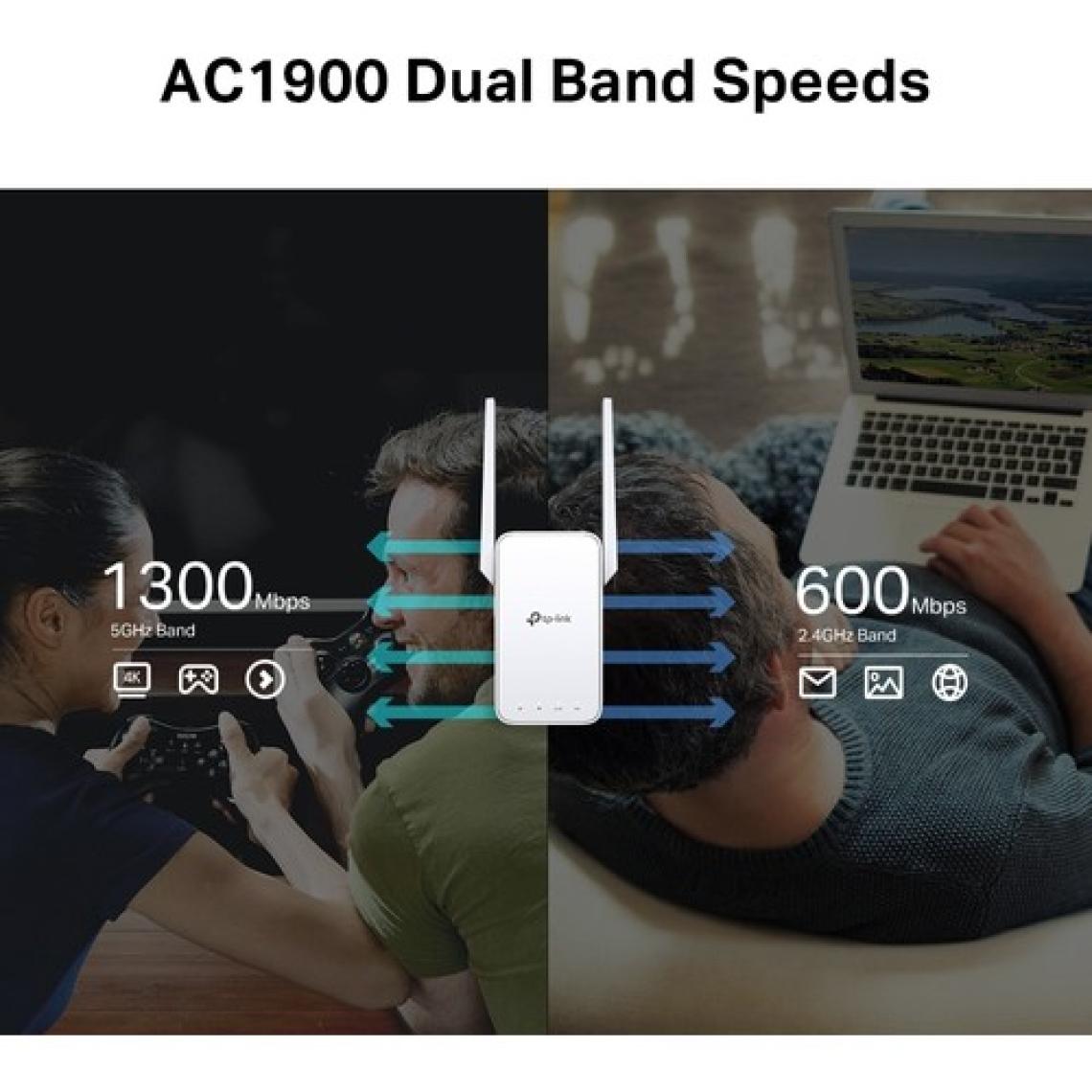 TP-Link RE550, AC1900 Mbps Dual-Band Wi-Fi 5 Menzil Genişletici
